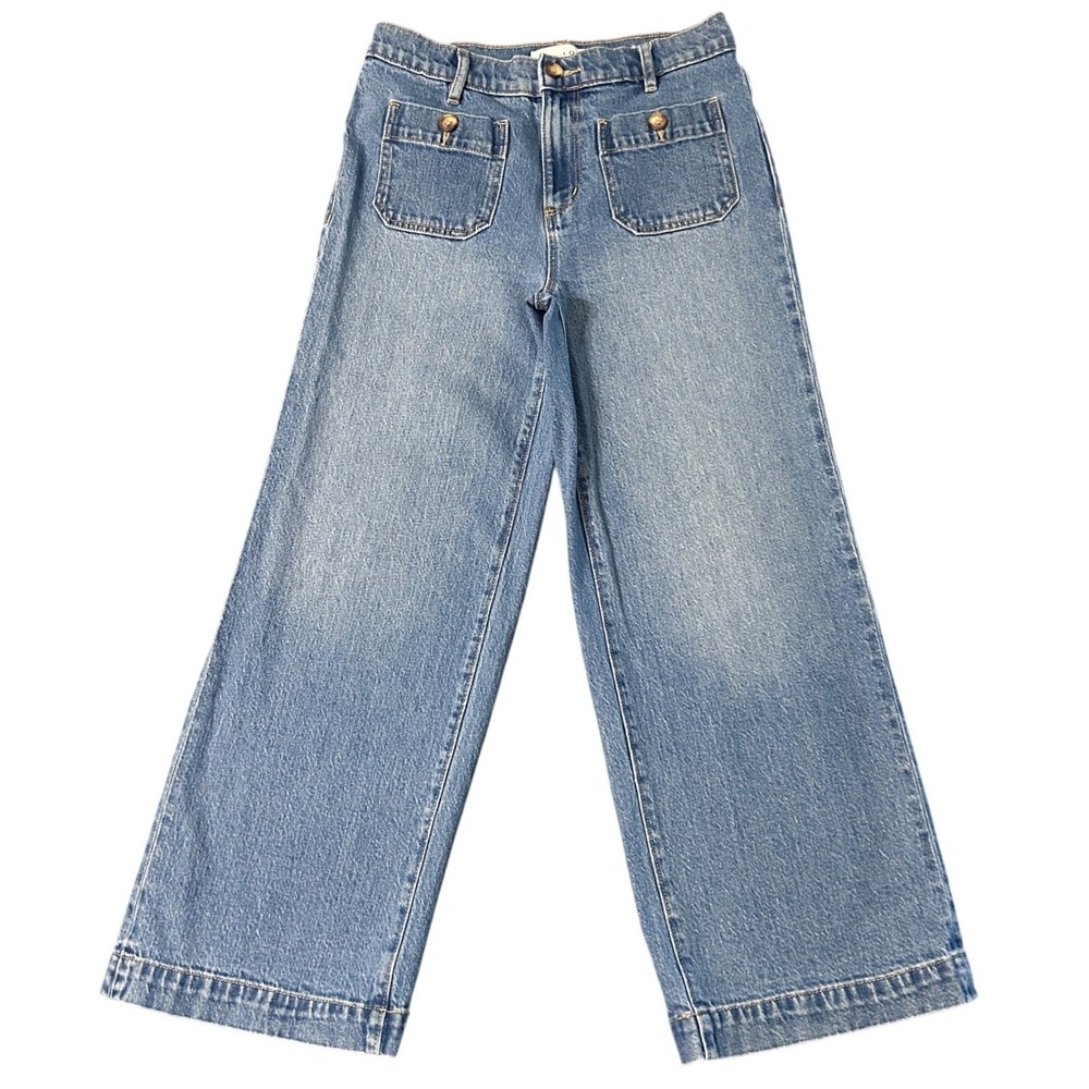 LOFT The Palmer Wide Leg Jeans Womens 0 Blue High Rise Front Pocket Denim 27x27